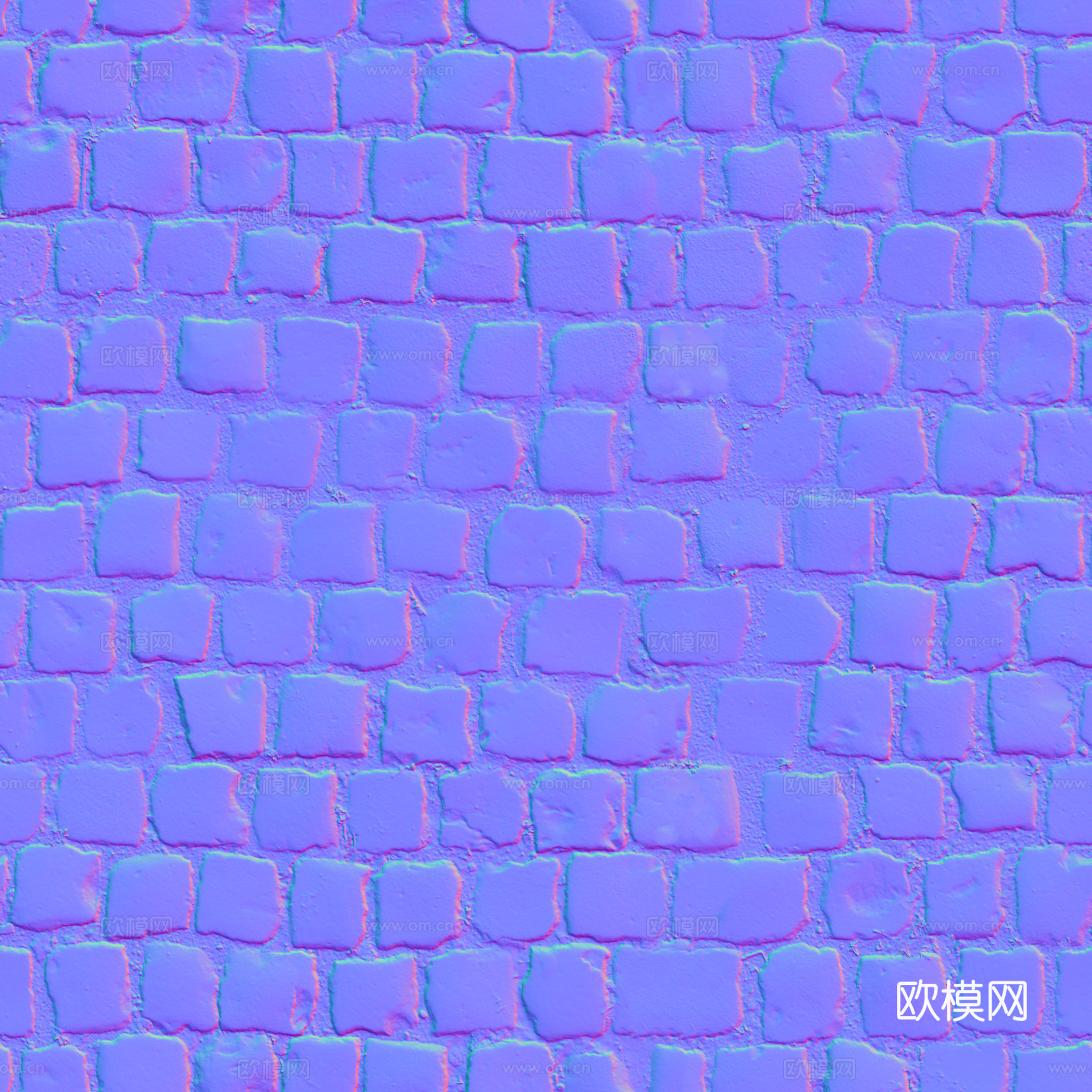 无缝石地石砖铺路石户外地 PBR材质贴图 2k