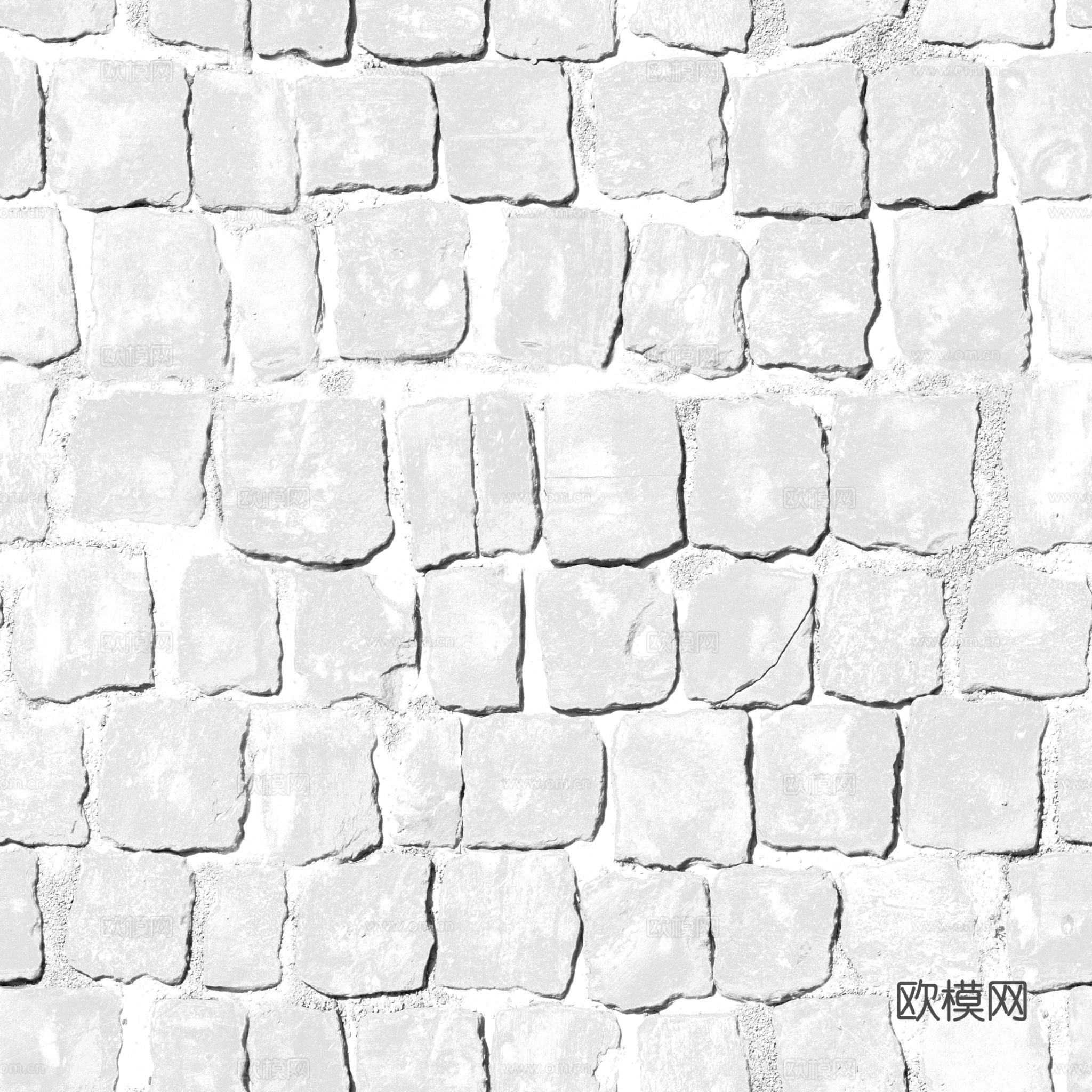 无缝石地石砖铺路石户外地 PBR材质贴图 2k