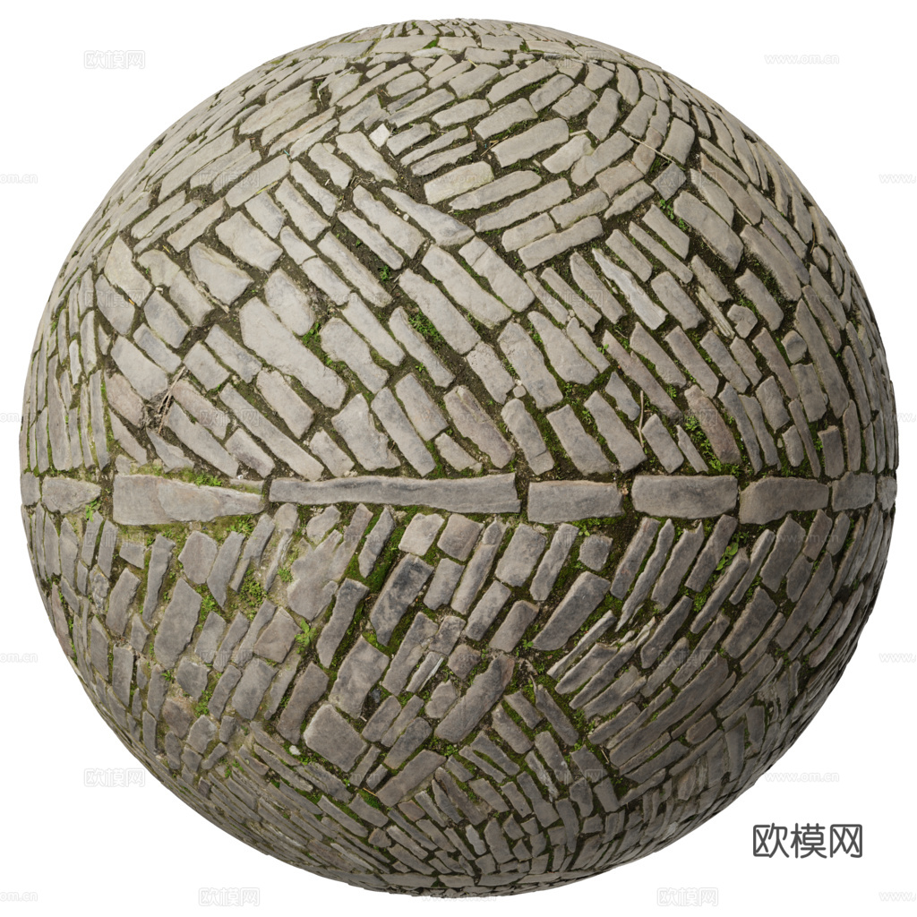 无缝石地石砖铺路石户外地面 PBR材质贴图 1k