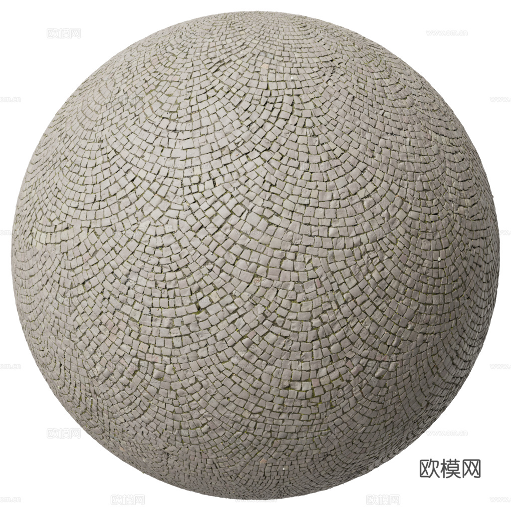 无缝石地石砖铺路石户外地面 PBR材质贴图 1k下载（渲染图1）