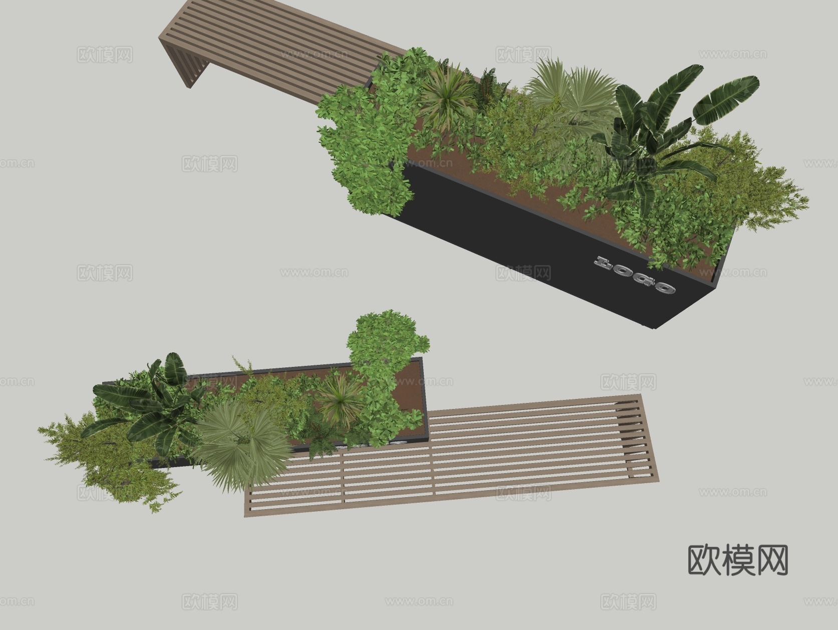 户外卡座 户外长条凳 绿植花箱外摆 商业外摆 卡座绿植su模型