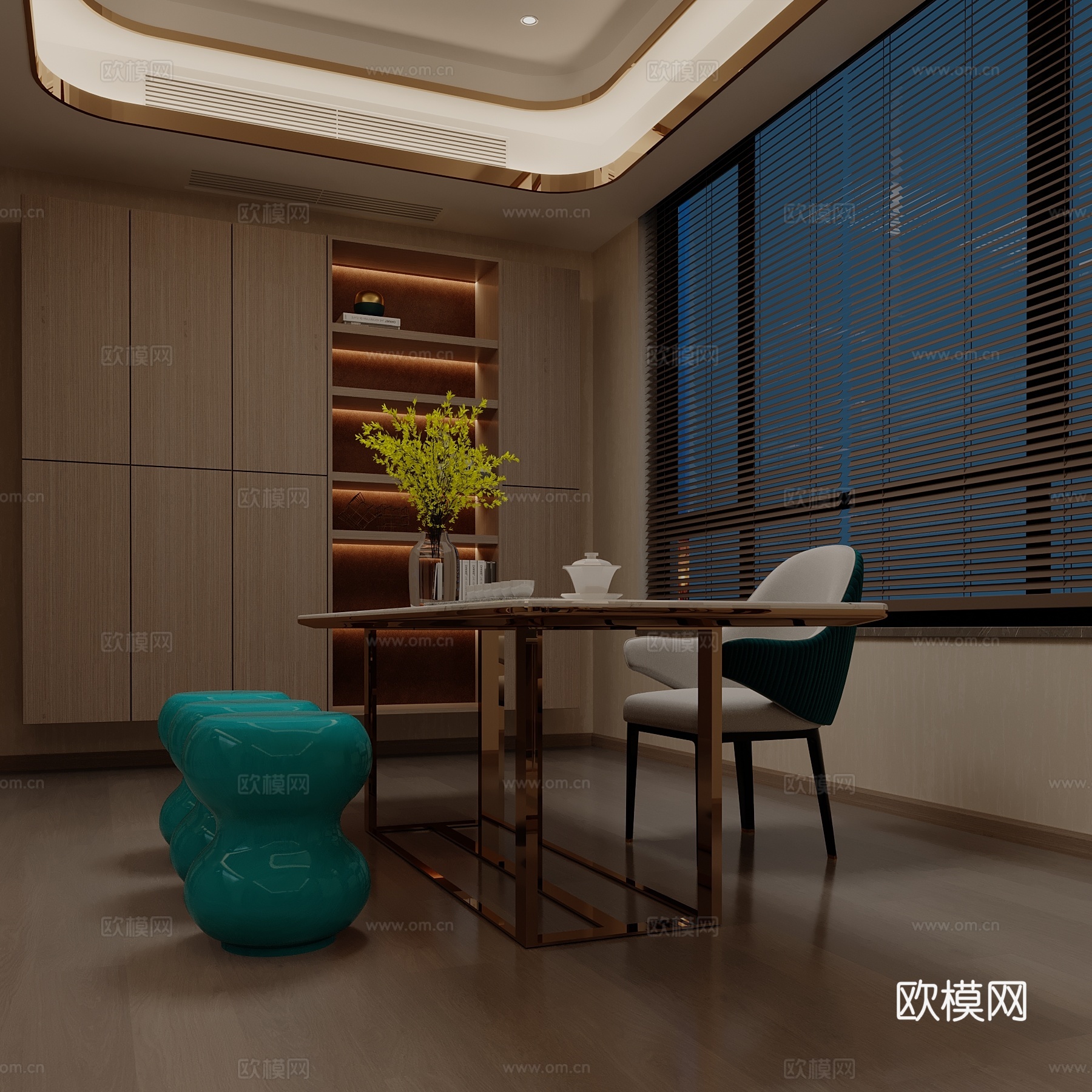现代茶室su模型