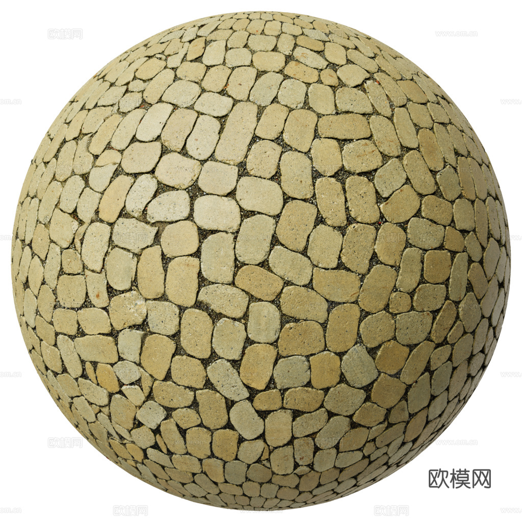 无缝石地石砖铺路石户外地面 PBR材质贴图 1k