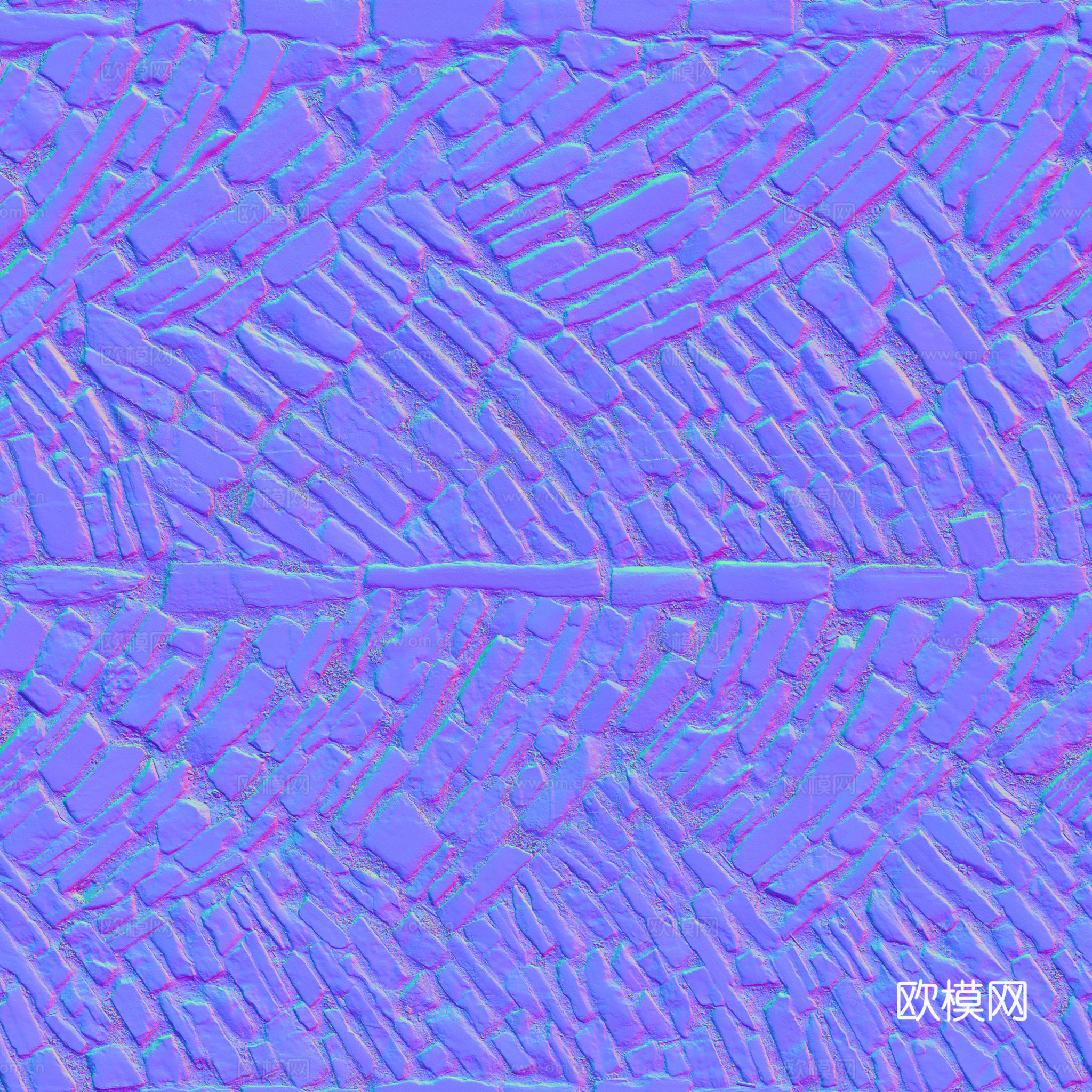 无缝石地石砖铺路石户外地面 PBR材质贴图 2k
