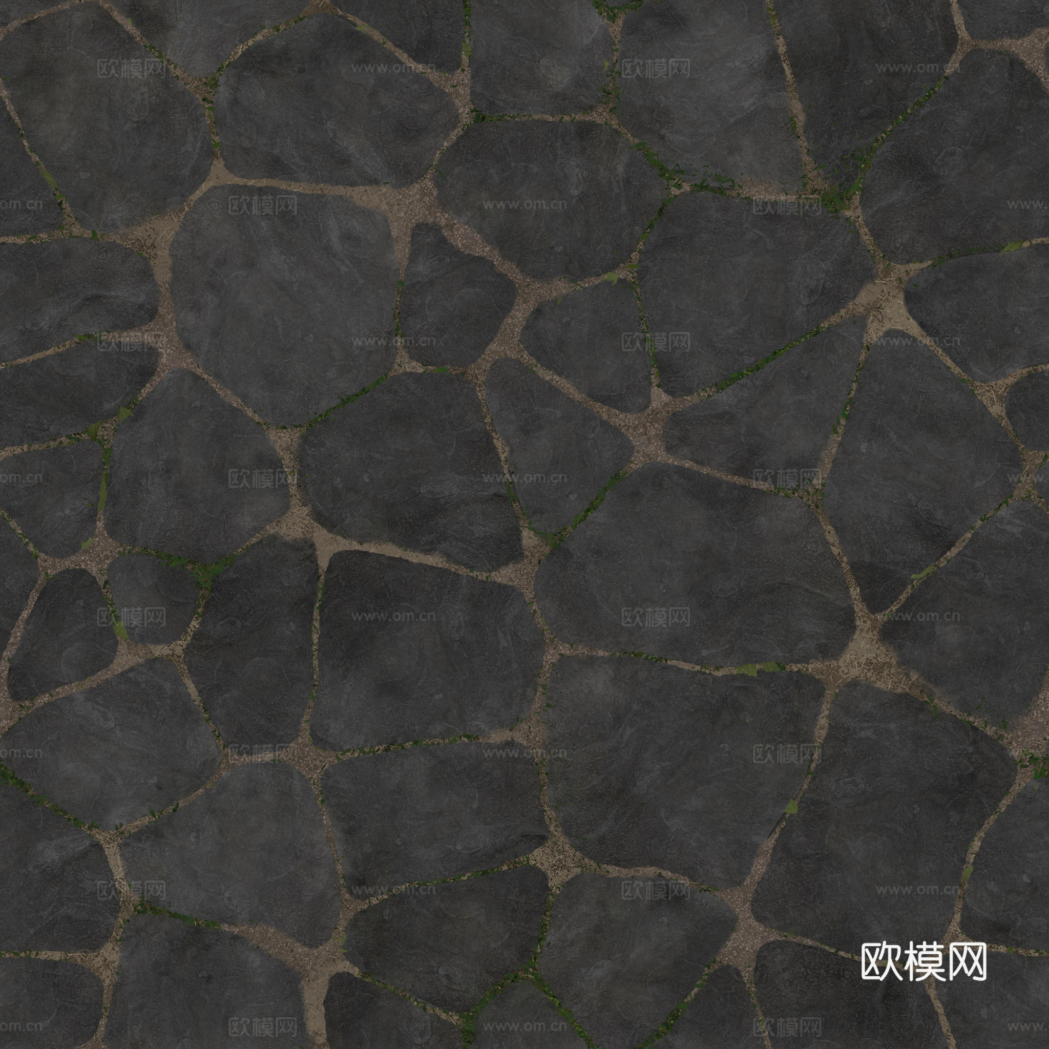 无缝石地石砖铺路石户外地面 PBR材质贴图 2k
