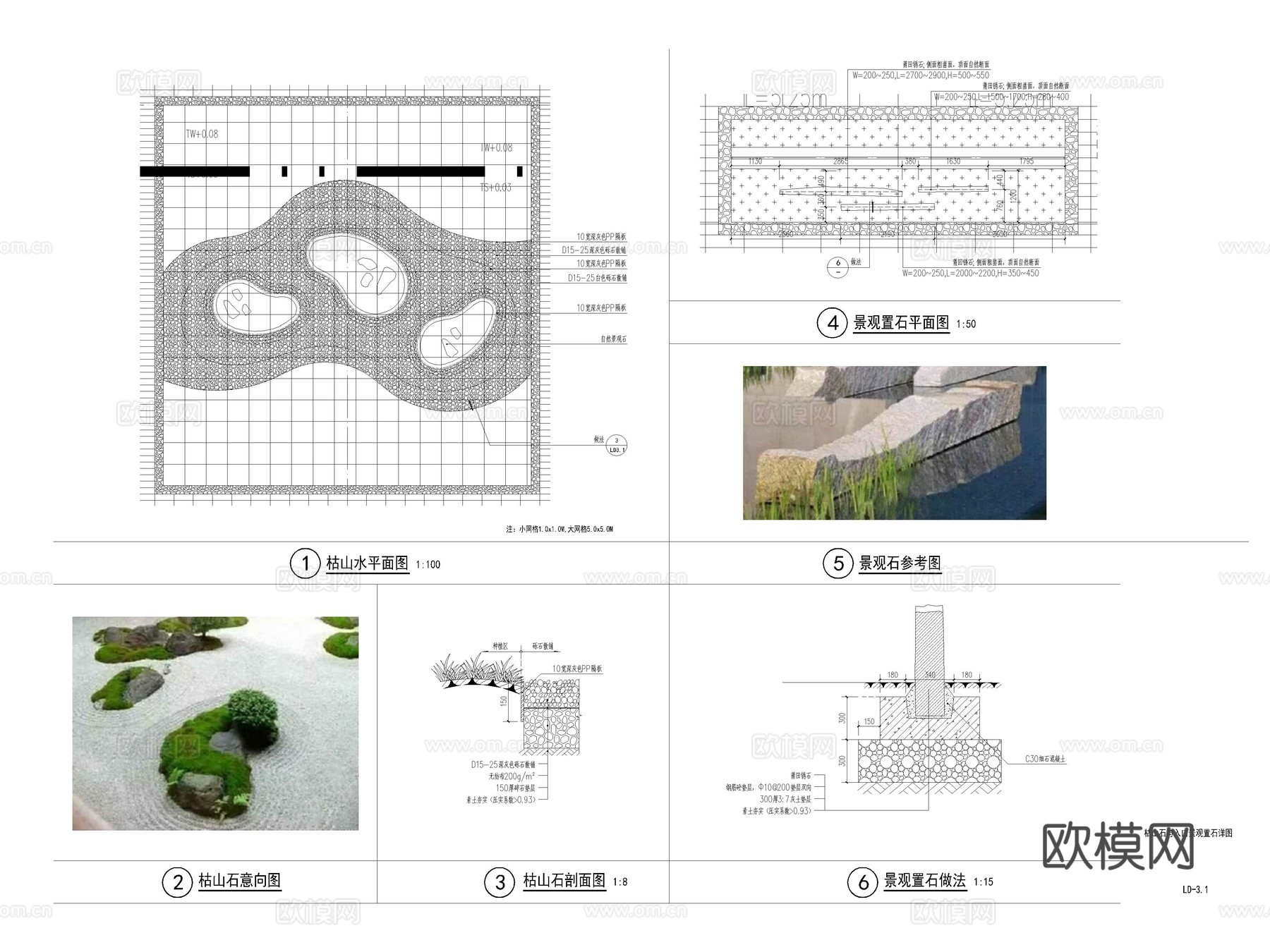 景石 置石 石头 题字石 入口景石cad施工图