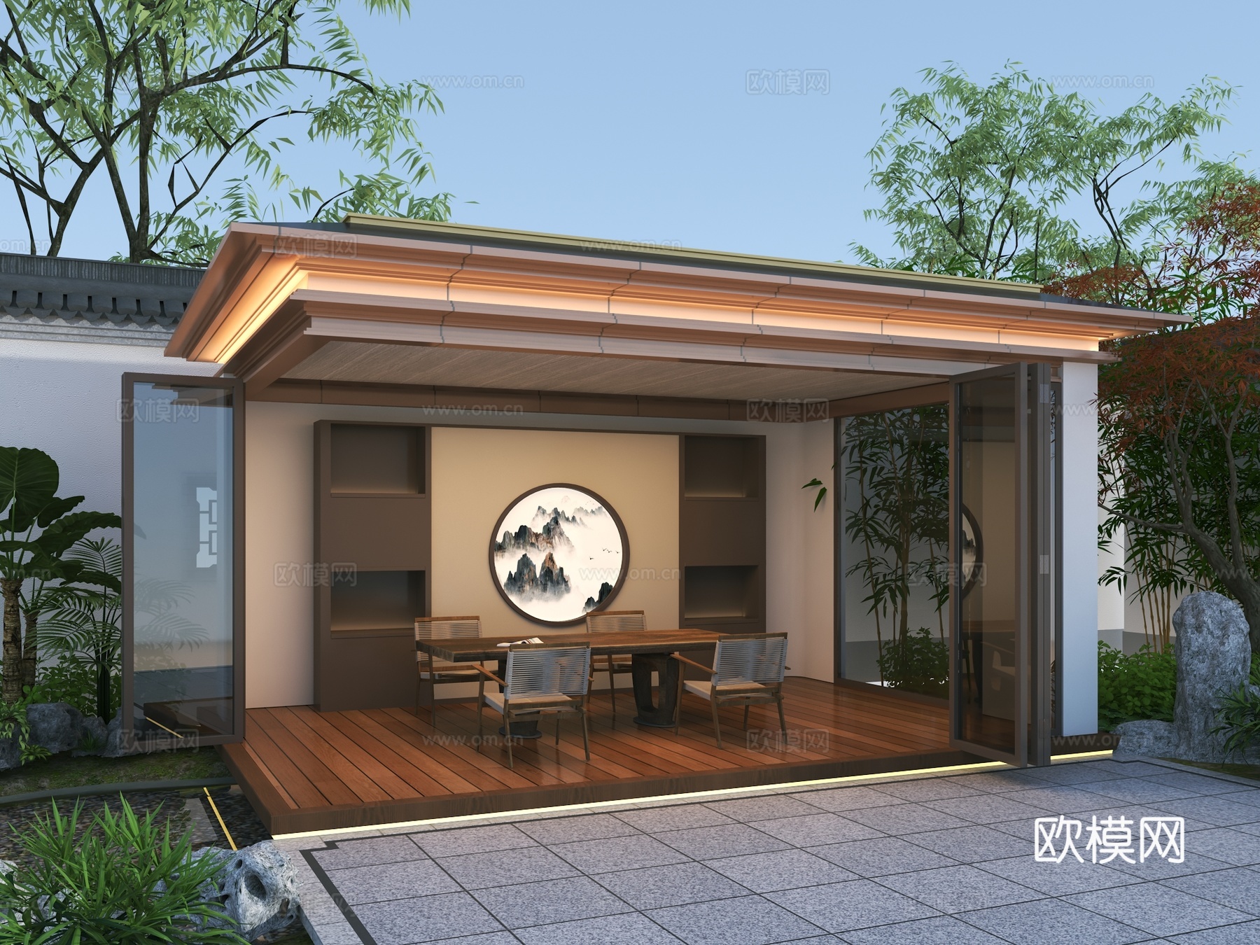 现代庭院茶室 新中式茶室 咖啡吧 休息亭 玻璃房3d模型