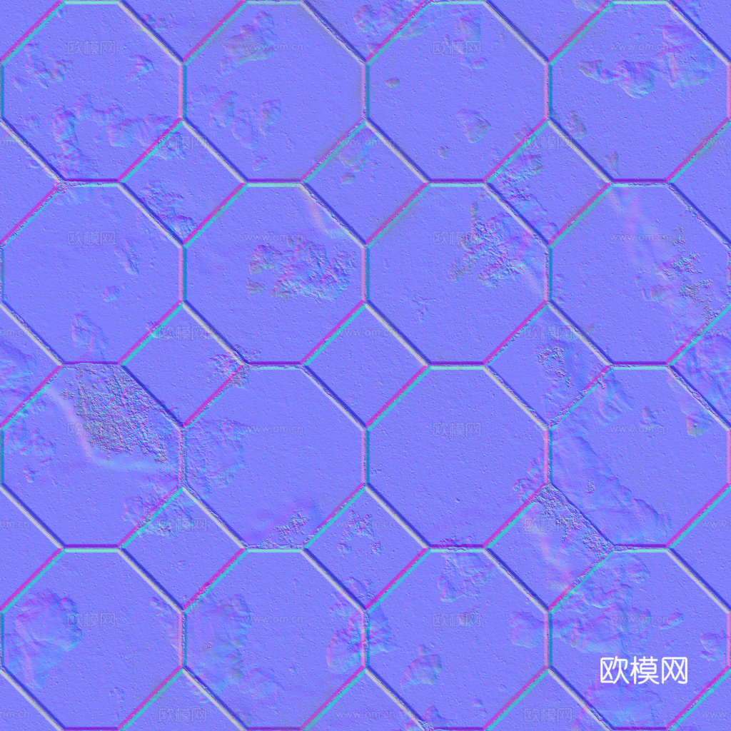 无缝黑色破旧地砖石板砖铺路砖户外砖 PBR材质贴图 1k