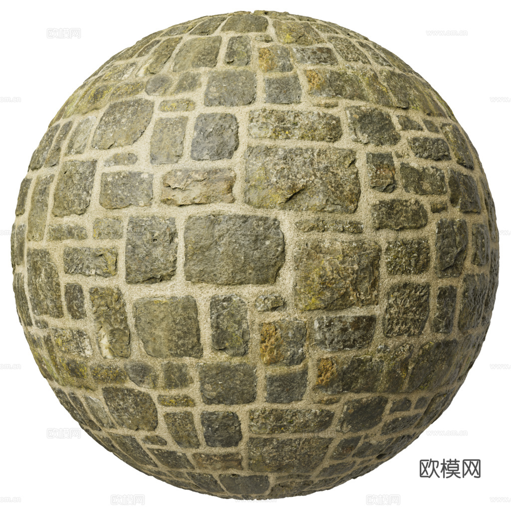 无缝石地石砖铺路石户外地面 PBR材质贴图 2k