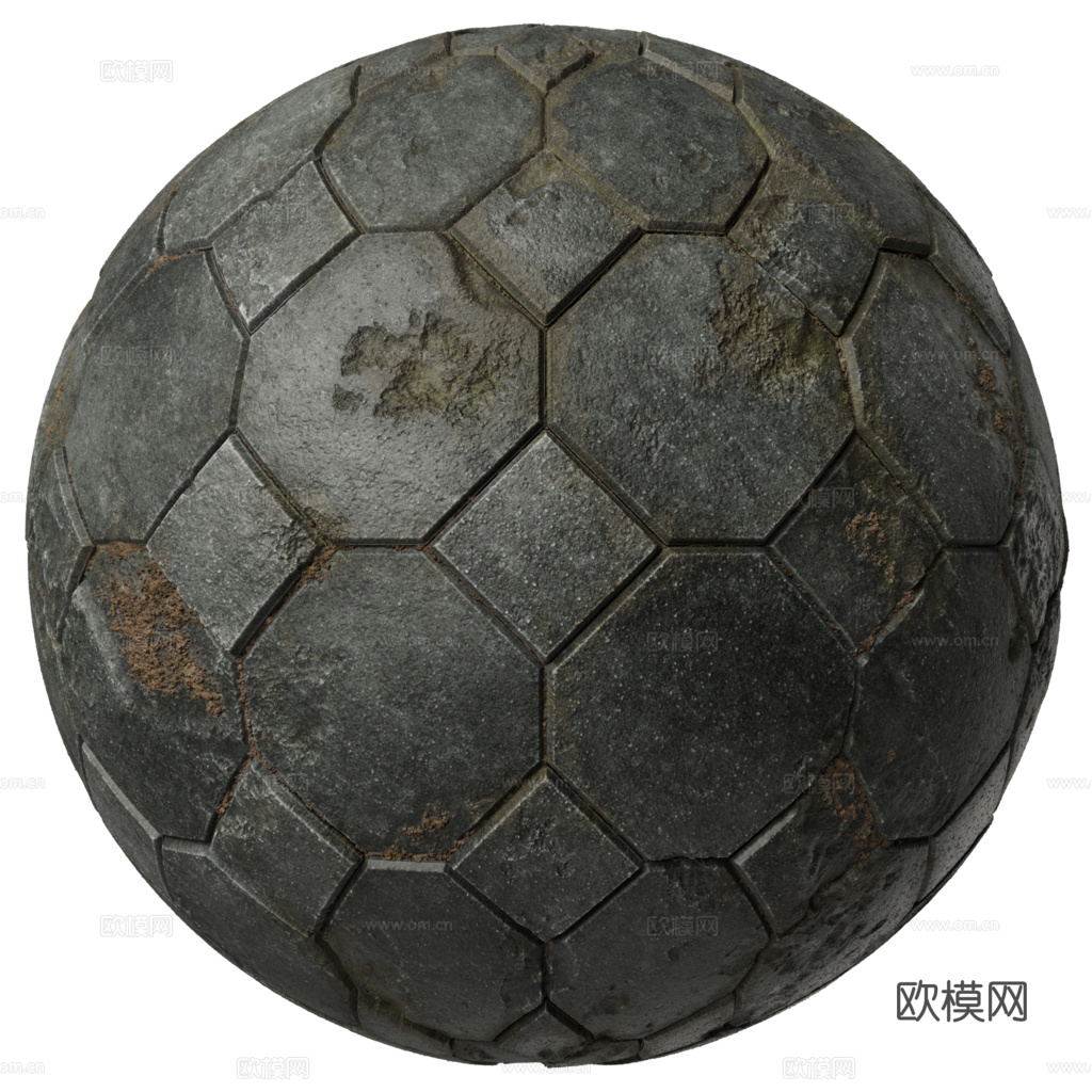 无缝黑色破旧地砖石板砖铺路砖户外砖 PBR材质贴图 2k
