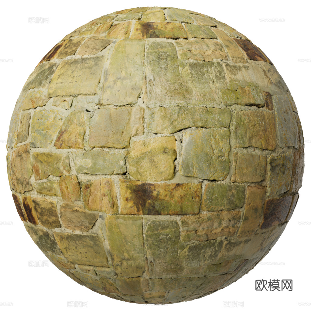 无缝石墙石地 PBR材质贴图 1k