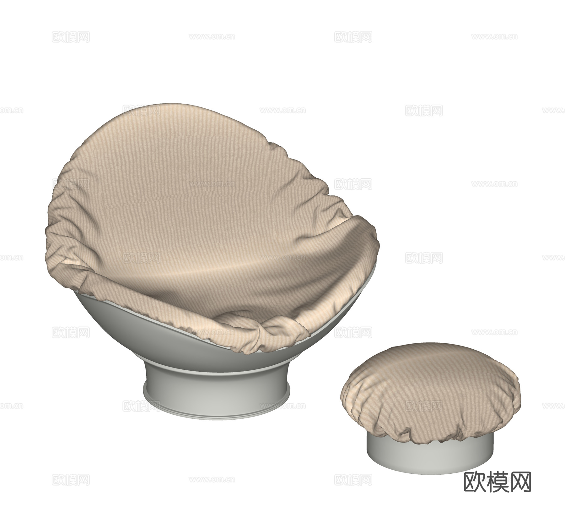 现代休闲椅 脚踏小矮凳  花瓣状躺椅su模型