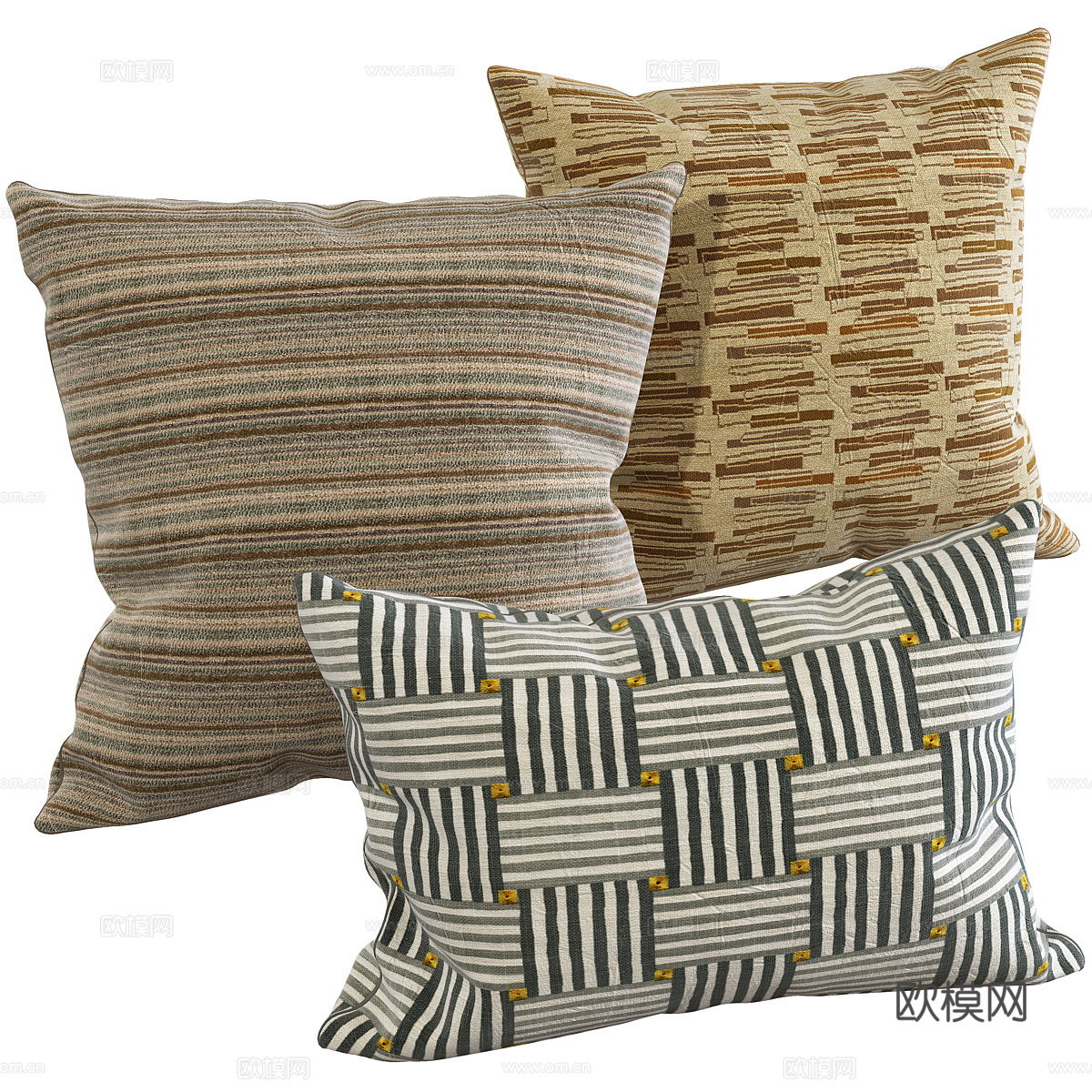 中古风布艺沙发抱枕3d模型下载（渲染图3）