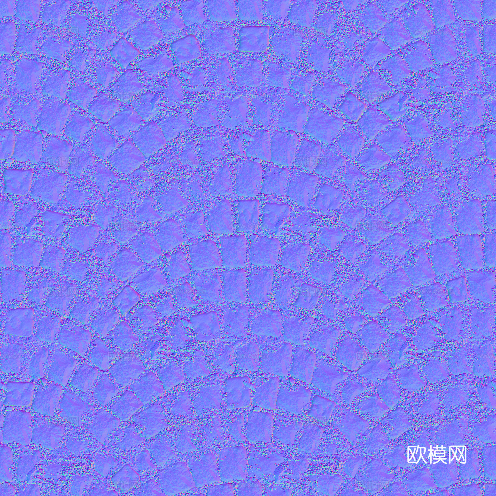 无缝石地石砖铺路石户外地面 PBR材质贴图 2k