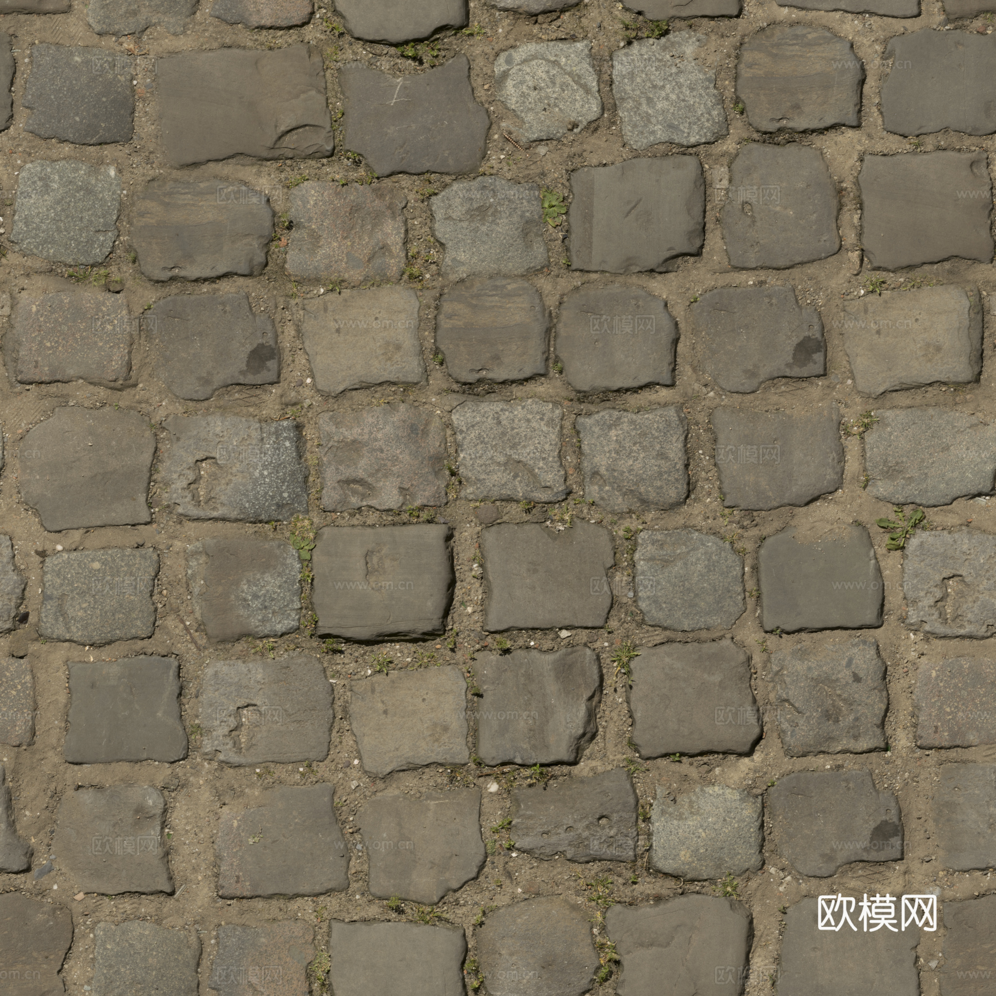 无缝石地石砖铺路石户外地 PBR材质贴图 2k