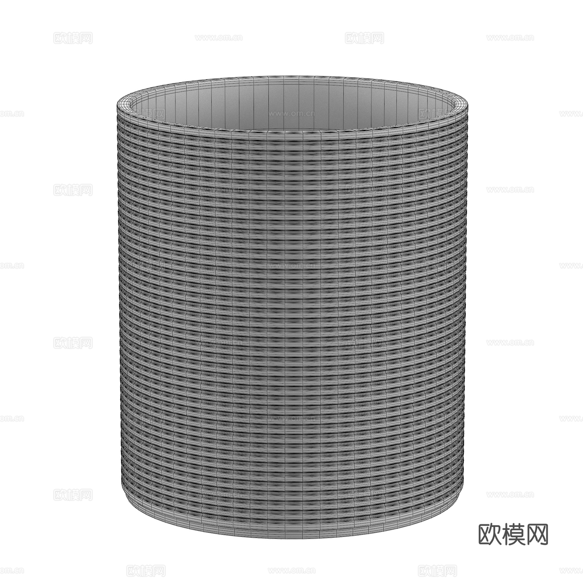 现代侘寂螺纹陶罐花瓶3d模型下载（渲染图4）