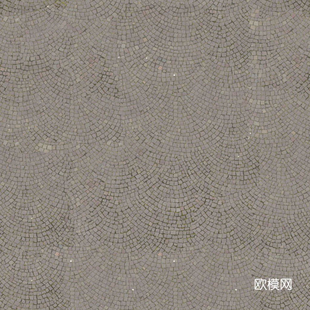 无缝石地石砖铺路石户外地面 PBR材质贴图 1k下载（渲染图2）