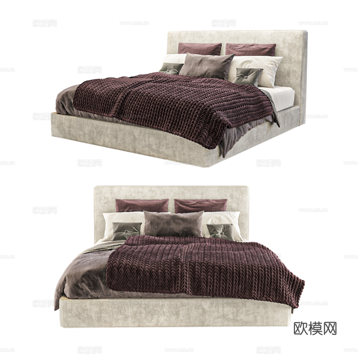 双人床 现代双人床3d模型下载