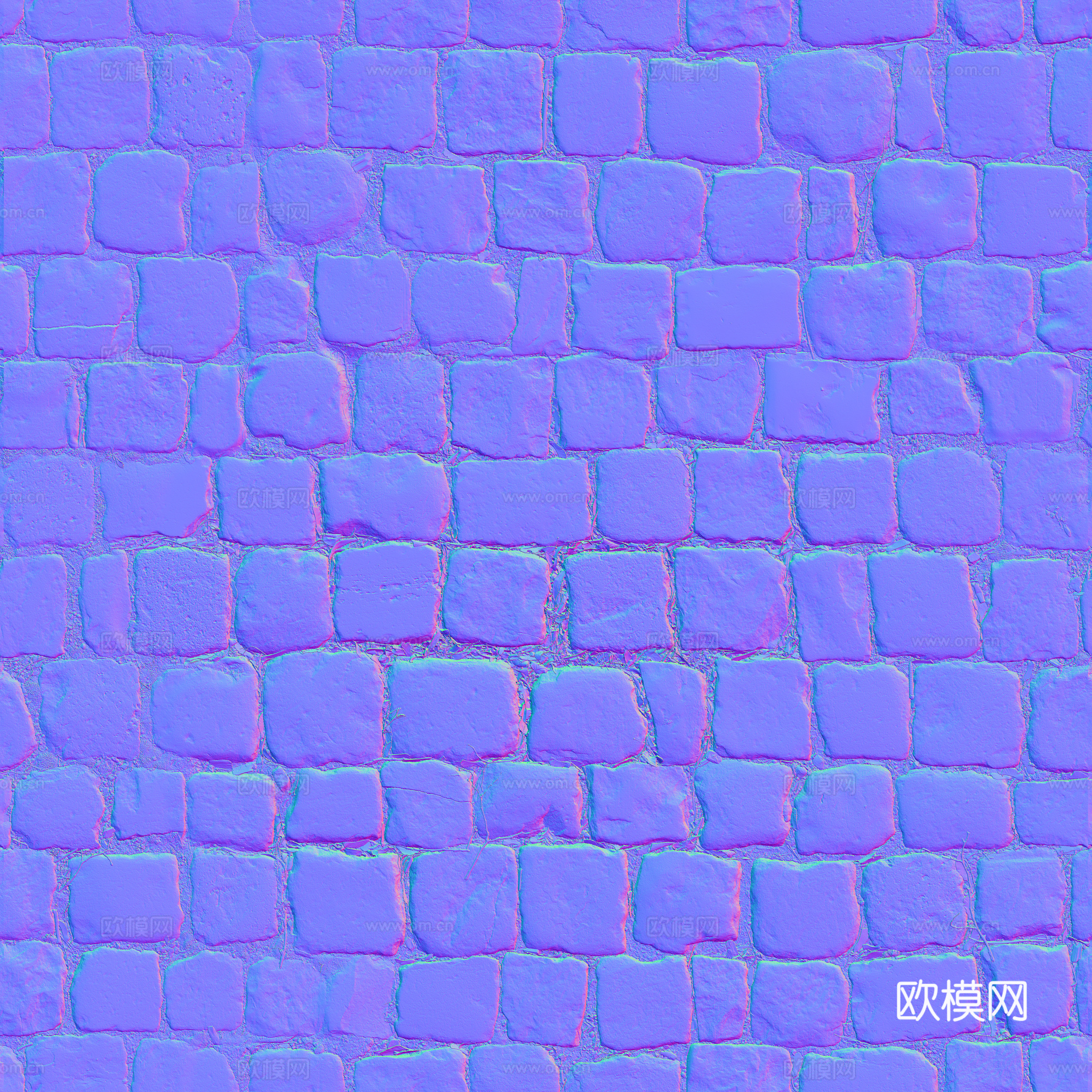 无缝石地石砖铺路石户外地面 PBR材质贴图 2k