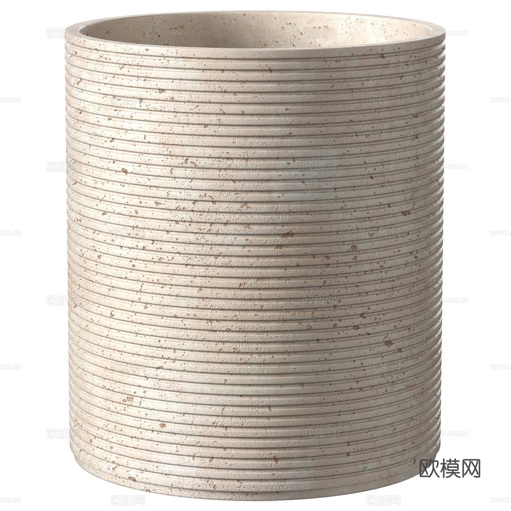 现代侘寂螺纹陶罐花瓶3d模型下载（渲染图3）