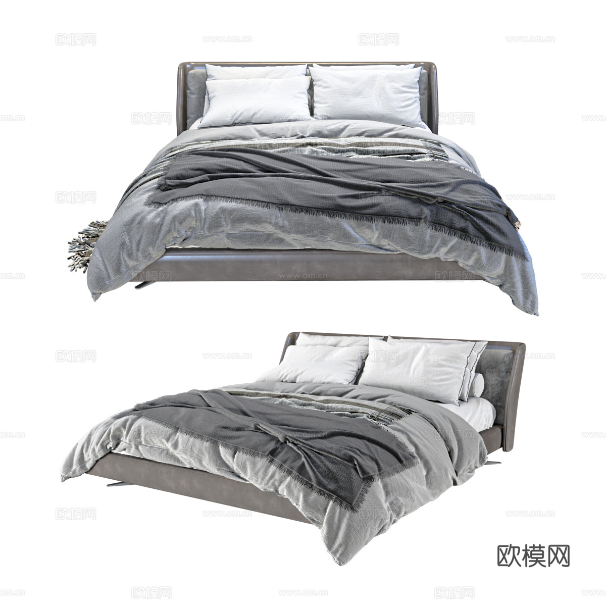 现代双人床 双人床3d模型下载