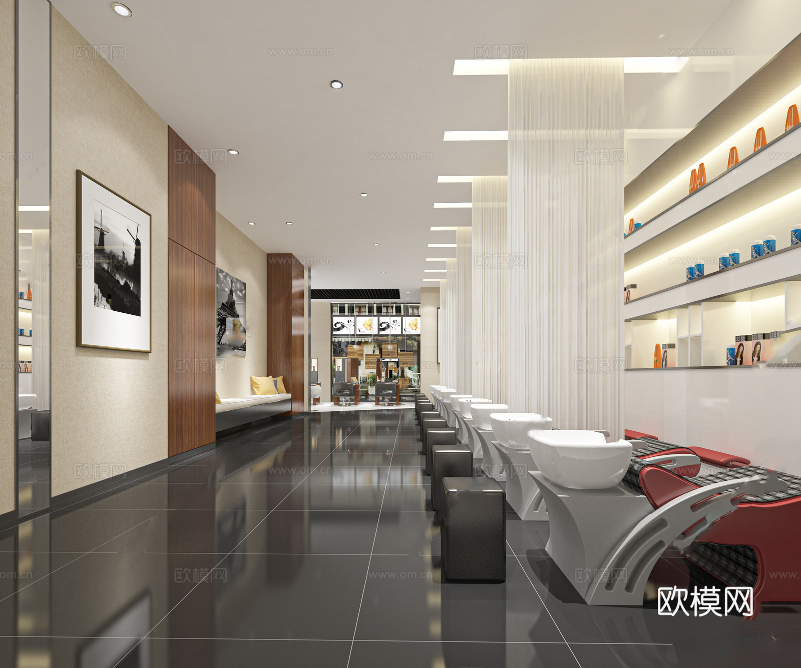 现代理发店 美发店 美容美发店su模型
