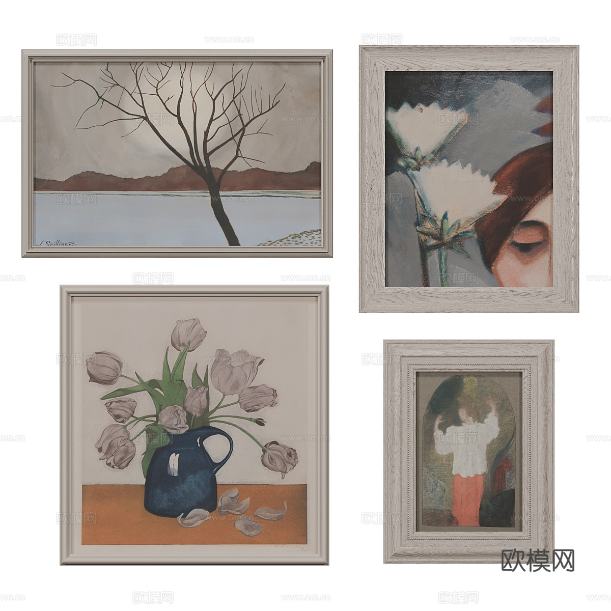 中古风装饰挂画3d模型下载（渲染图1）