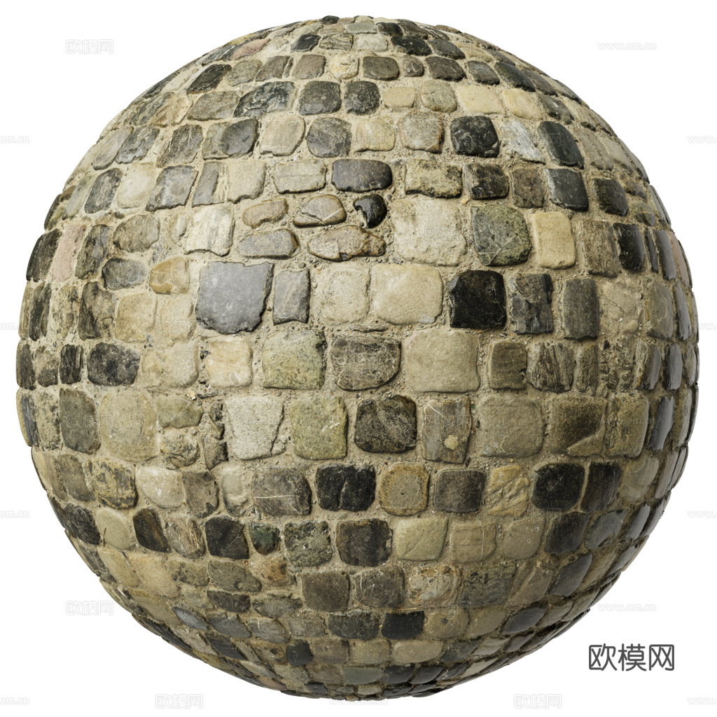 无缝石地石砖铺路石户外地面 PBR材质贴图 2k