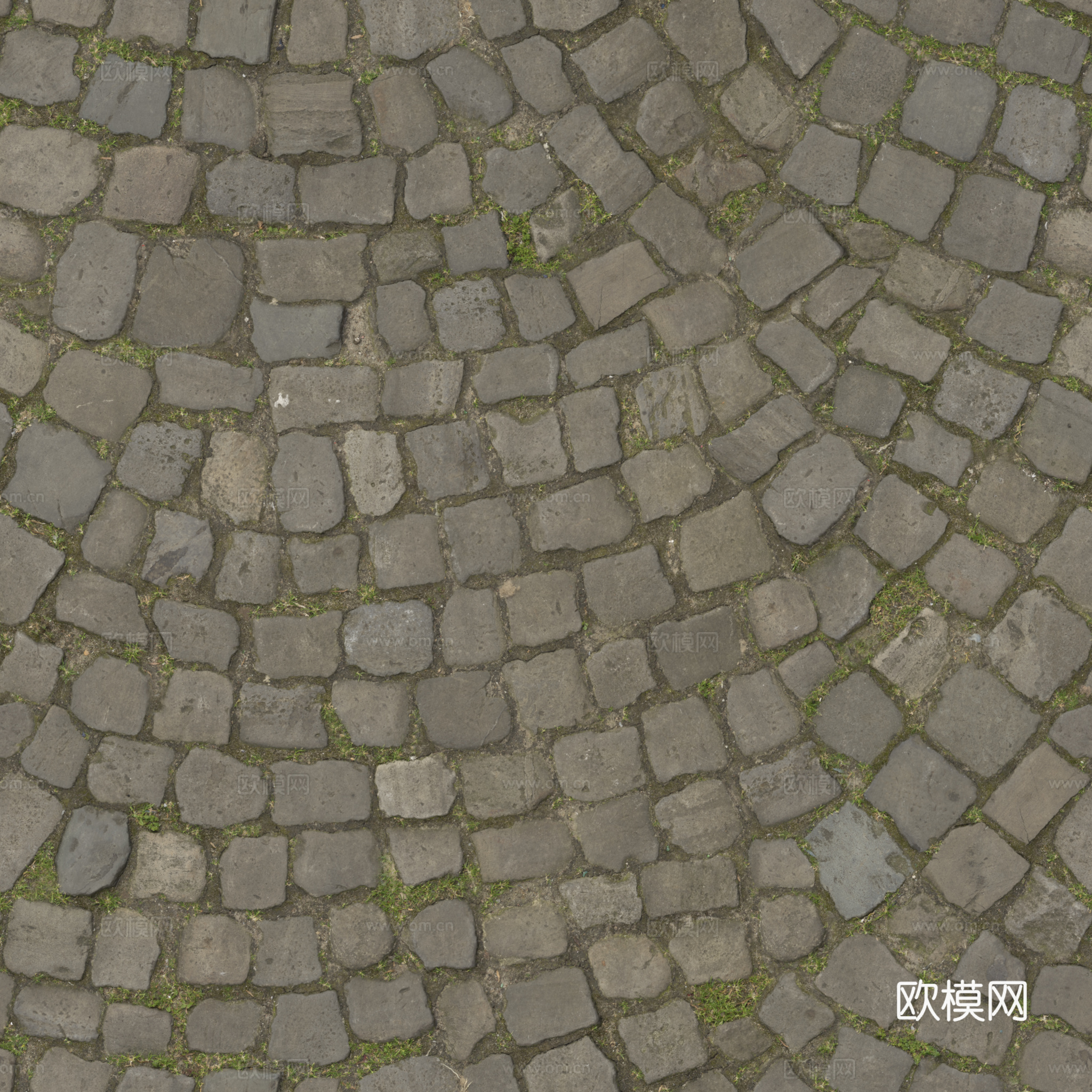 无缝石地石砖铺路石户外地 PBR材质贴图 2k