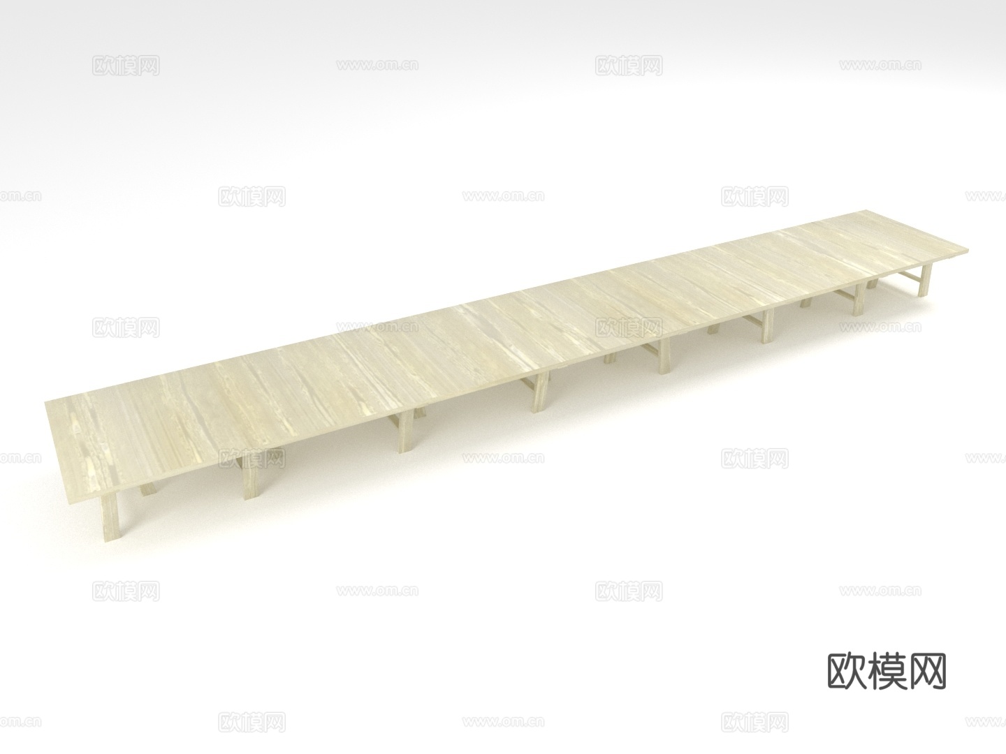 长桌 实木桌 会议桌 展示台 工作台3d模型下载（渲染图1）