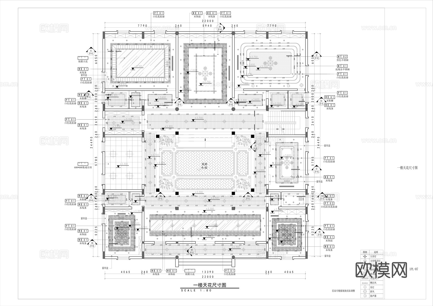私人会所施工图cad施工图