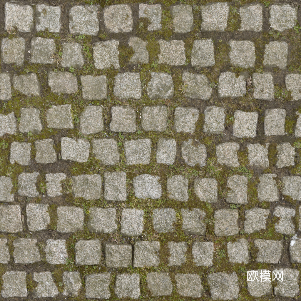 无缝石地石砖铺路石户外地面 PBR材质贴图 1k下载（渲染图2）