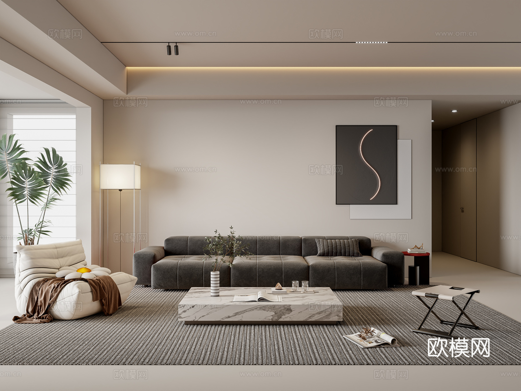 现代客厅su模型