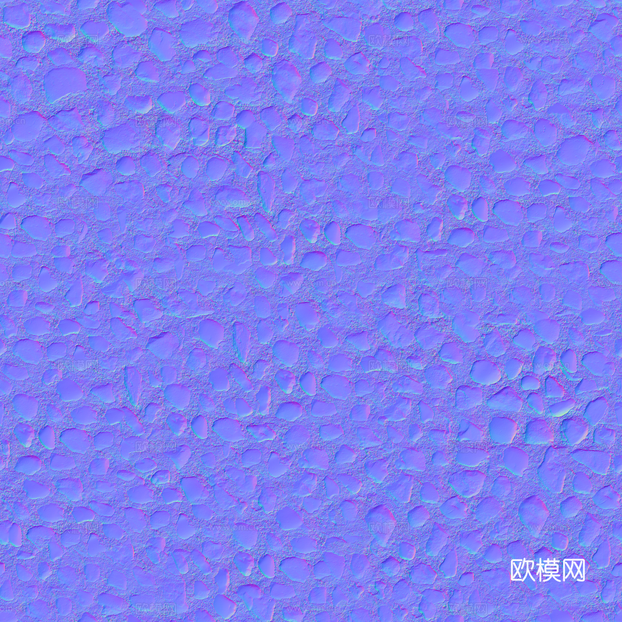 无缝石地石砖铺路石户外地面 PBR材质贴图 2k