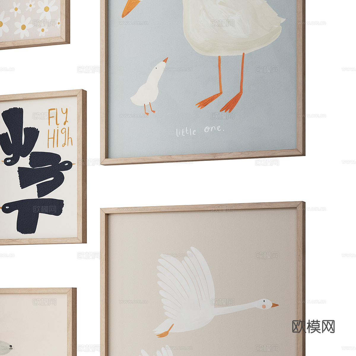 现代奶油风儿童装饰挂画3d模型