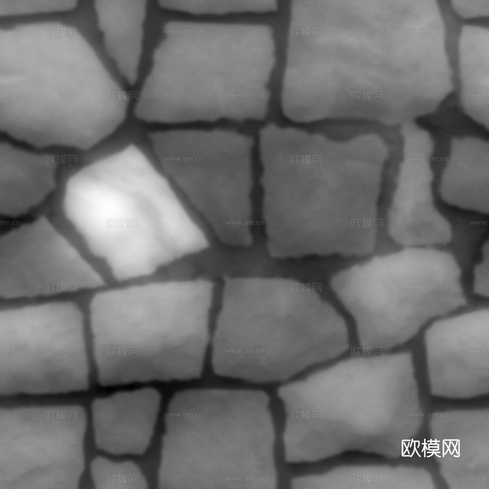 无缝石墙石地石砖铺路石户外墙地 PBR材质贴图 2k
