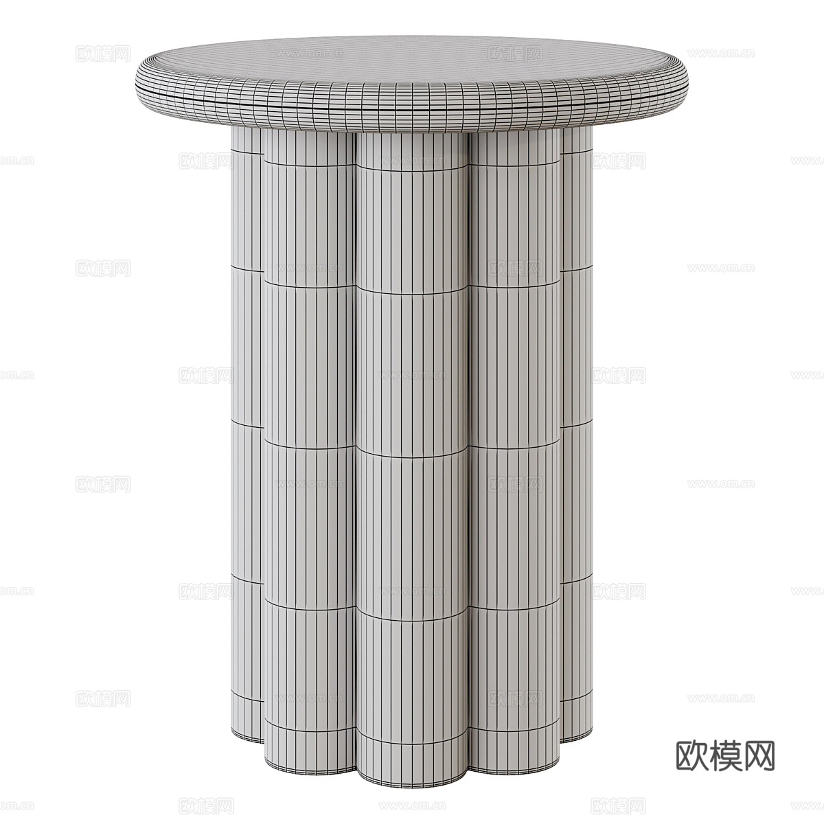 现代奶油风大理石圆边几3d模型下载（渲染图3）