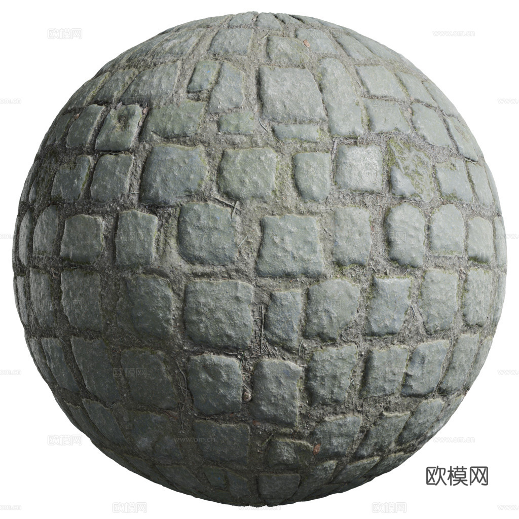 无缝石地石砖铺路石 PBR材质贴图 2k