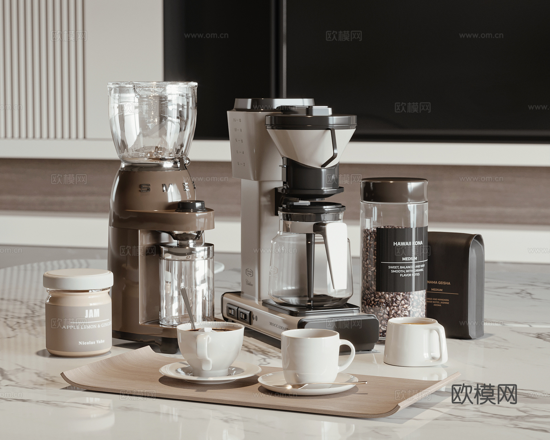 现代咖啡机咖啡杯su模型
