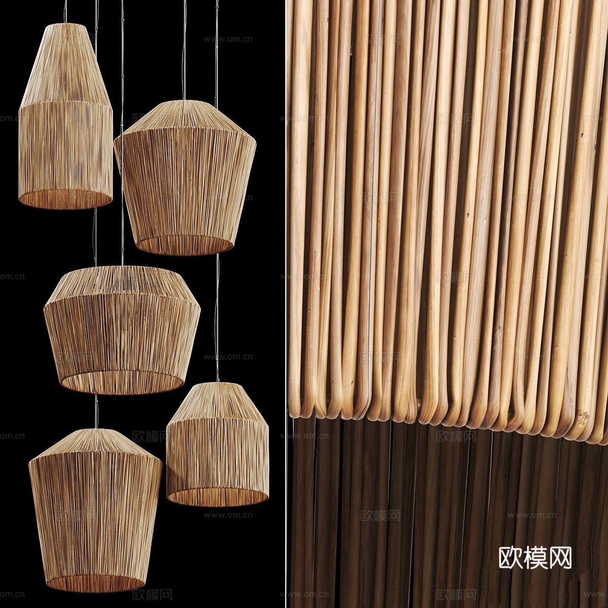 藤编吊灯 吊灯3d模型