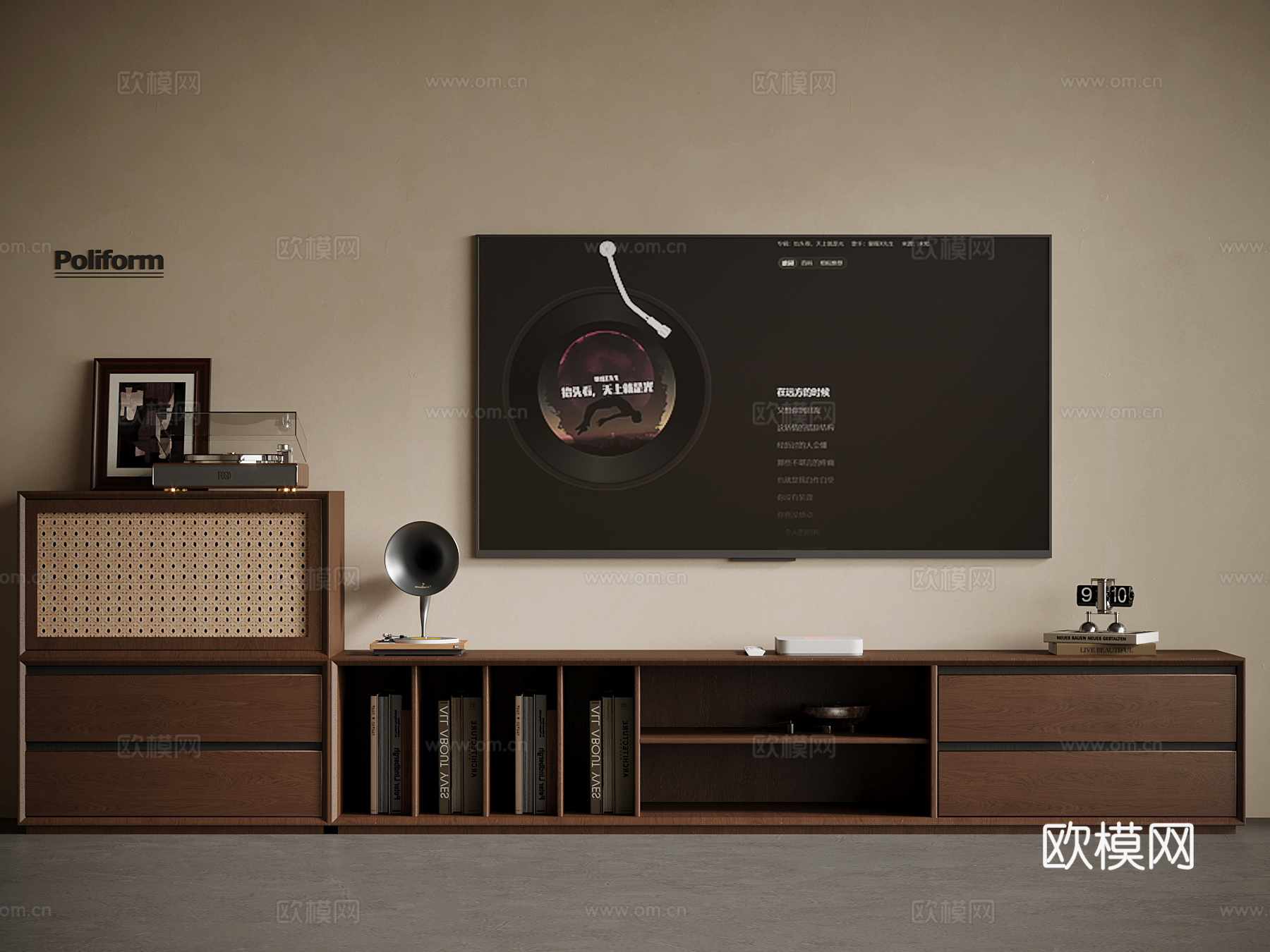 中古风电视柜 电视机3d模型下载