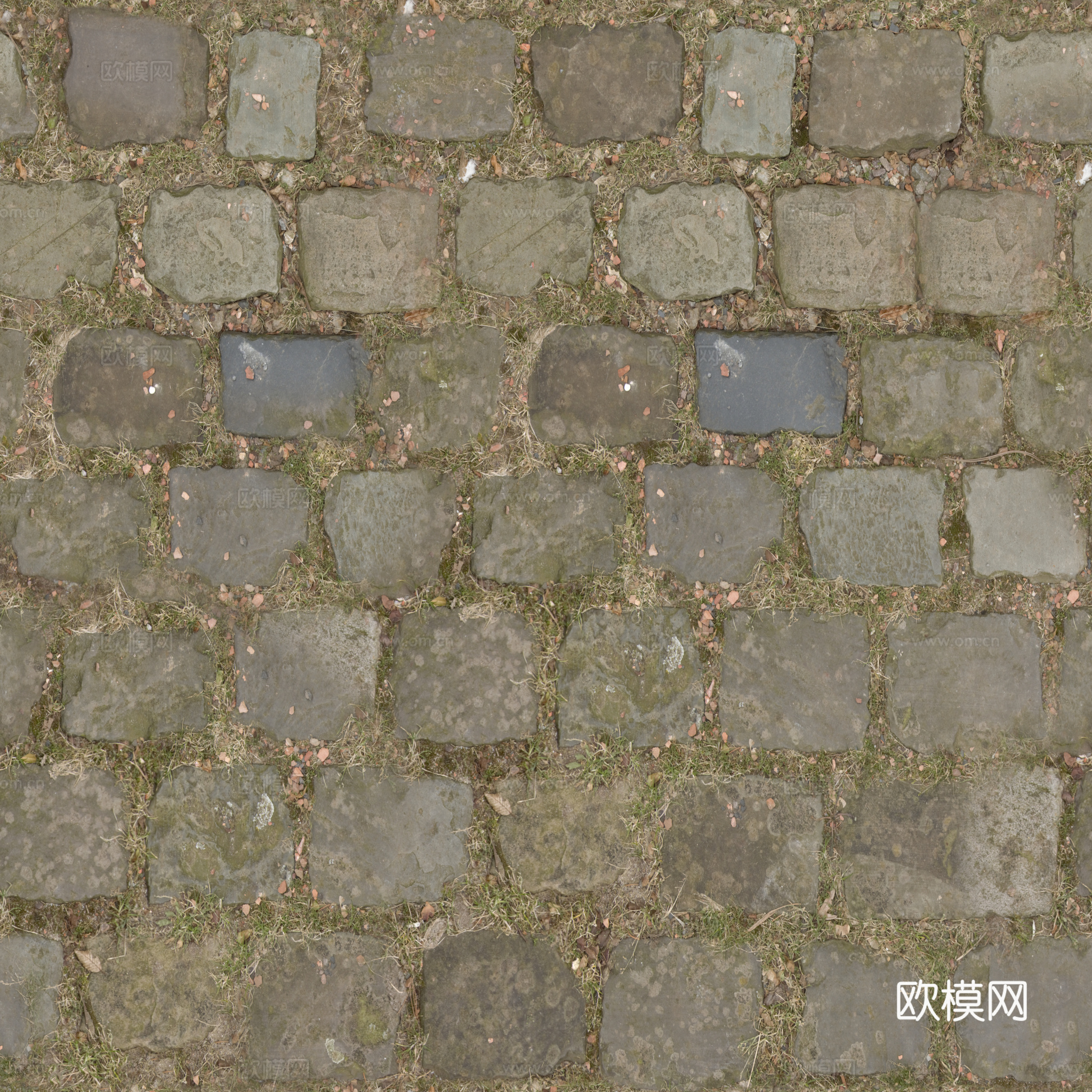 无缝石地石砖铺路石户外地 PBR材质贴图 2k