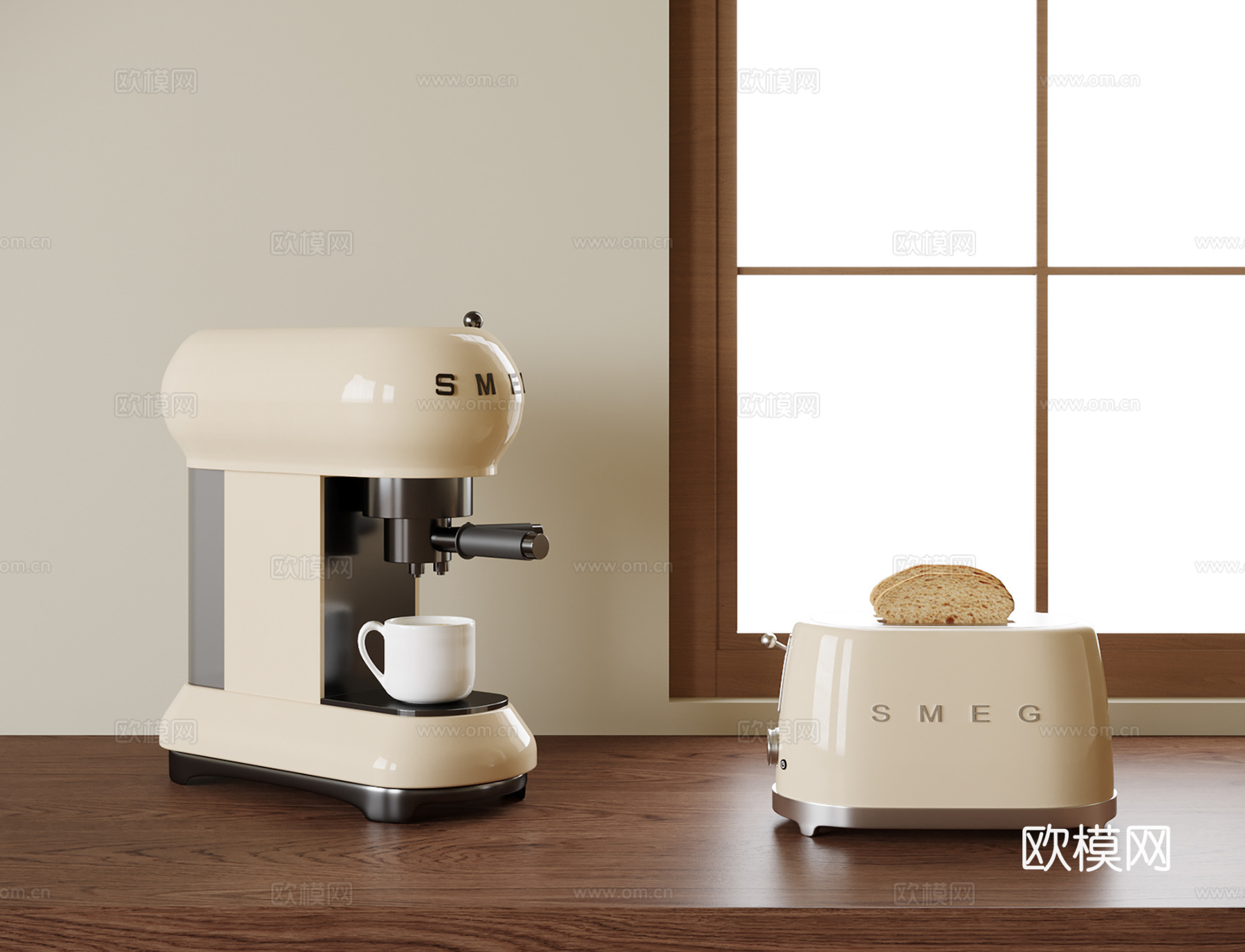 现代厨房电器 咖啡机 面包机su模型