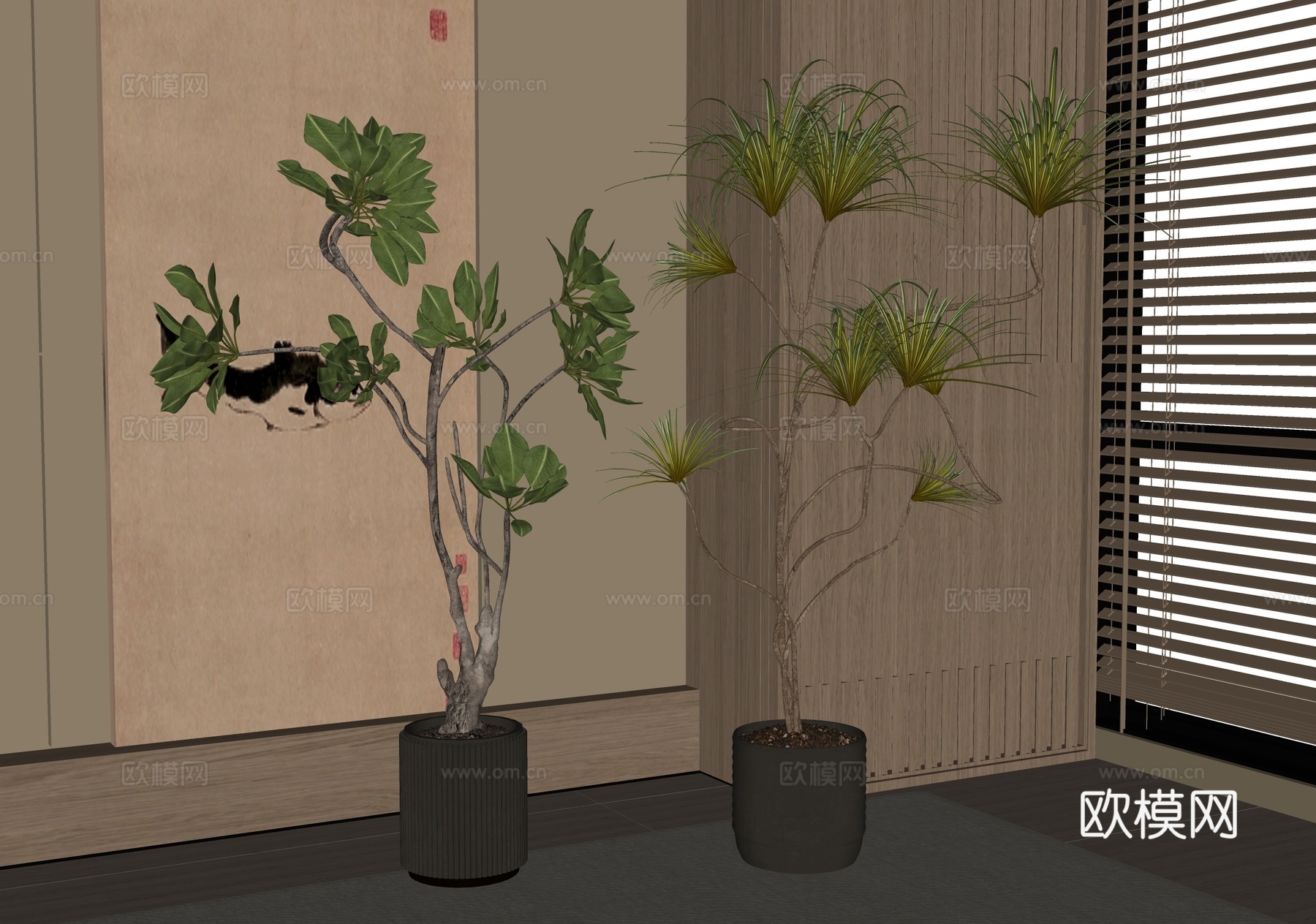现代绿植盆栽su模型