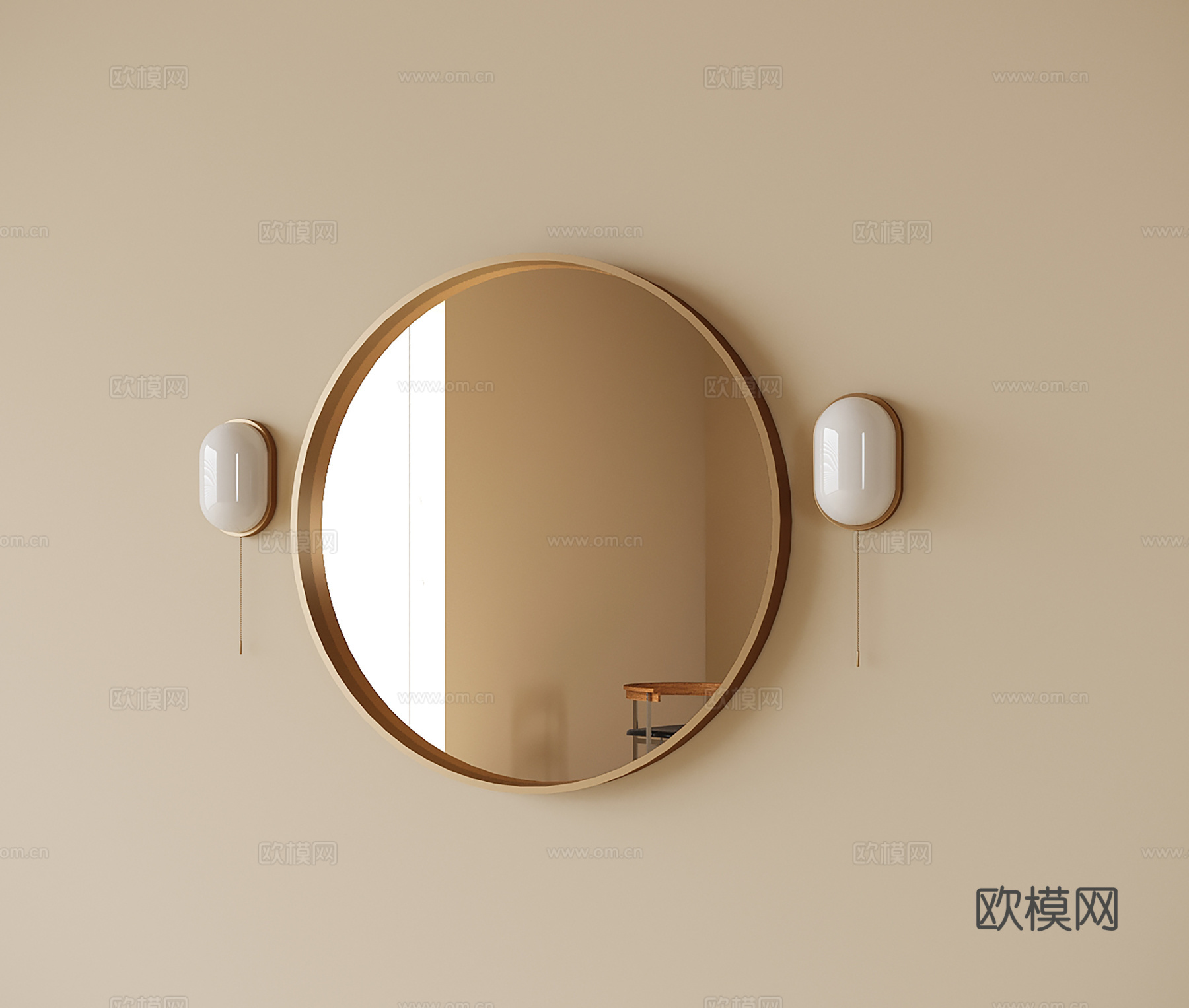 现代浴室镜子 壁灯su模型