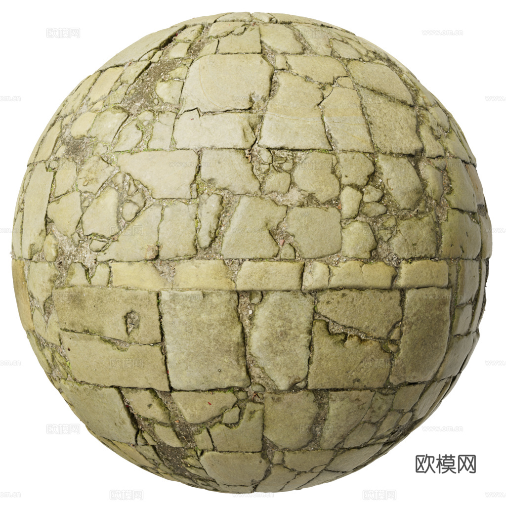 无缝石地石砖铺路石户外地面 PBR材质贴图 1k