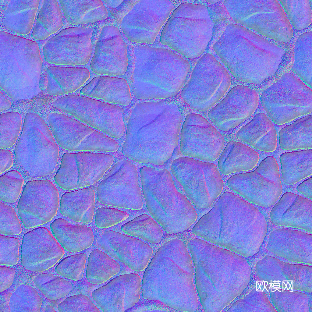 无缝石地石砖铺路石户外地面 PBR材质贴图 1k