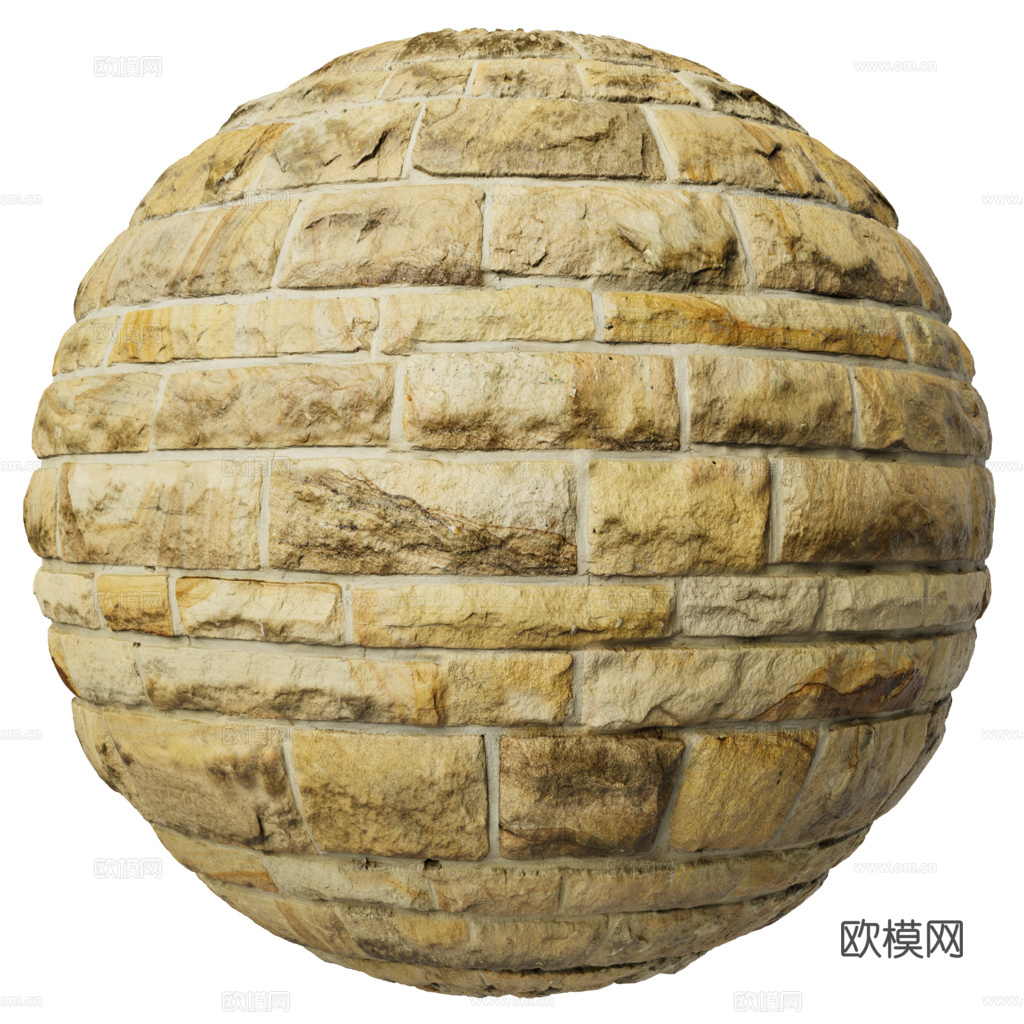 无缝砖墙石墙石砖户外砖 PBR材质贴图 2k