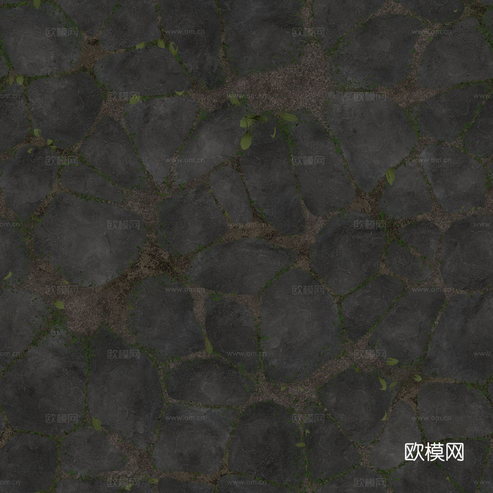 无缝石地石砖铺路石户外地面 PBR材质贴图 2k