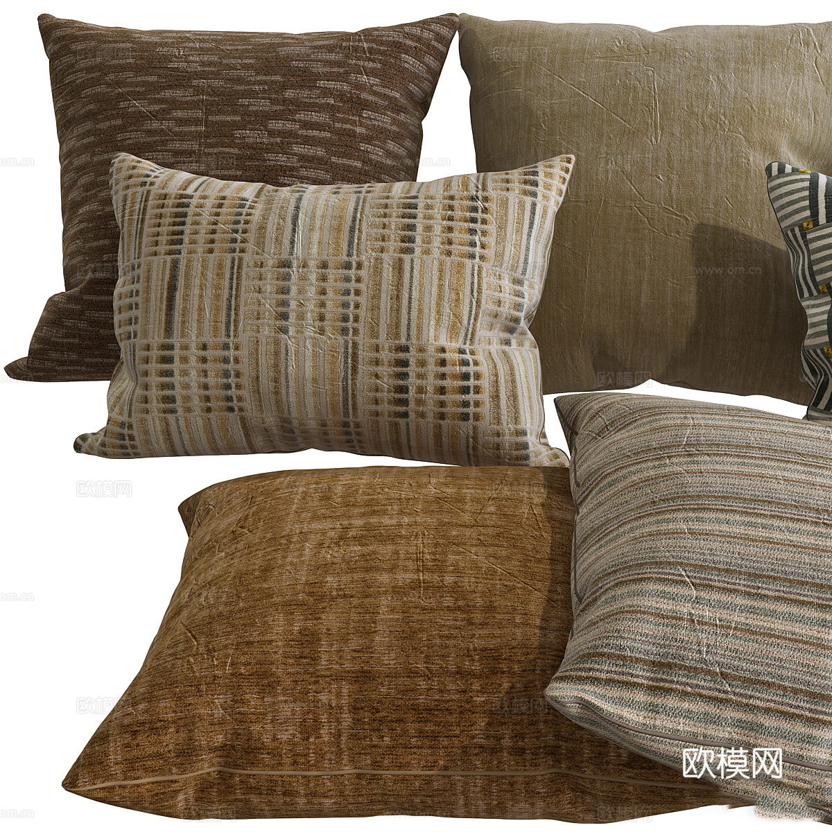 中古风布艺沙发抱枕3d模型下载（渲染图2）